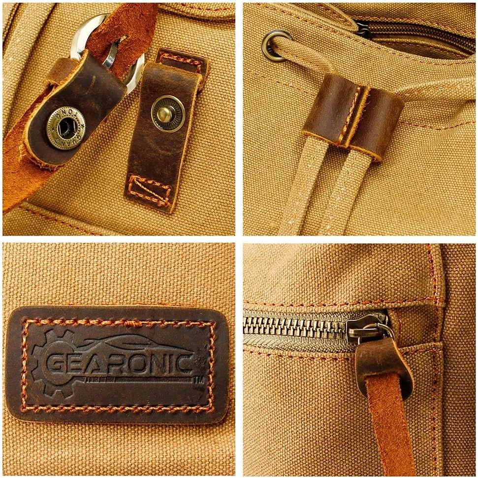 GEARONIC Vintage Canvas Backpack, Casual Daypack Backpacks for Men Women, 15inch Laptop Bag Travel Hiking Camping Rucksack