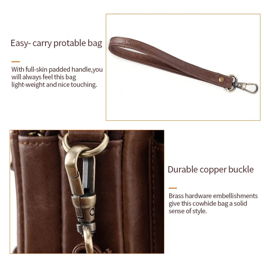 Genuine Leather Men's Long Wallet Cowhide Handle Bags