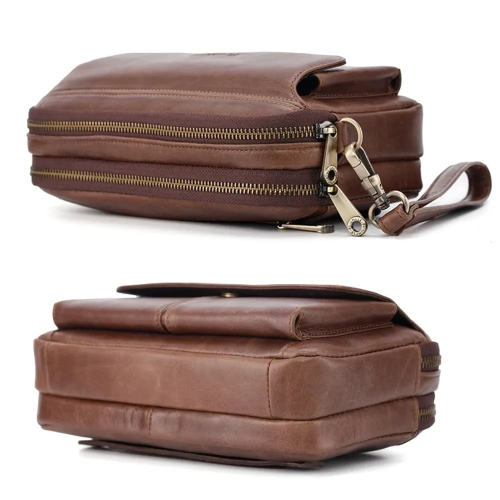 Genuine Leather Men's Long Wallet Cowhide Handle Bags