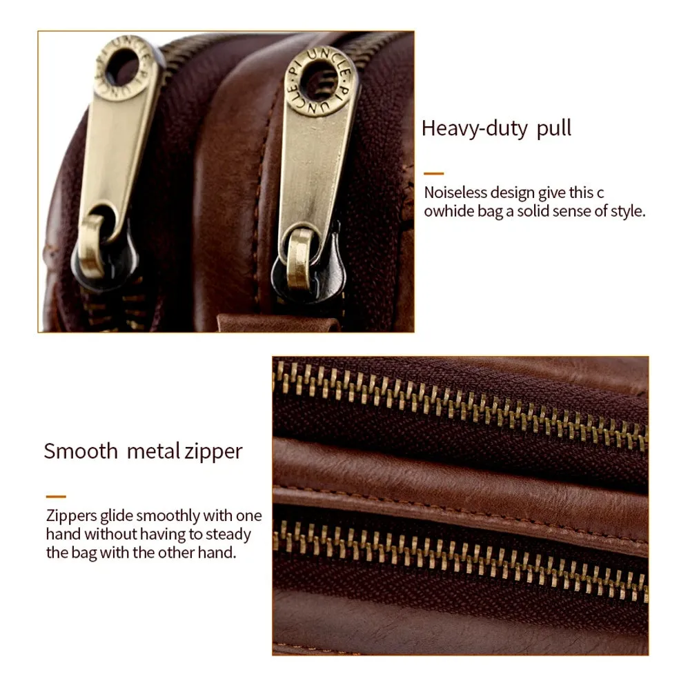 Genuine Leather Men's Long Wallet Cowhide Handle Bags