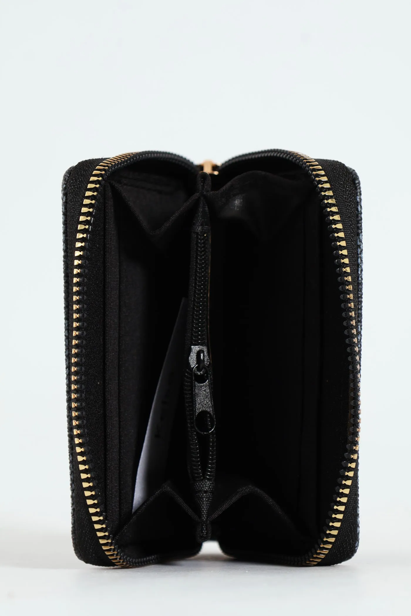 Geo Print Small Zip Around Purse - Black