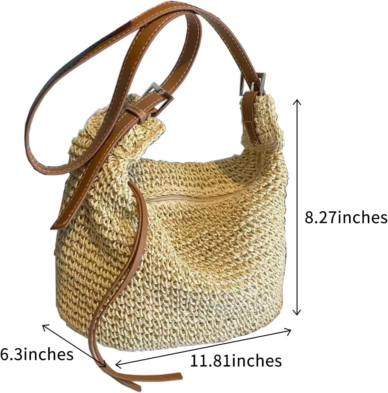 Gets Handwoven Round Rattan Bag Straw Crossbody Shoulder Bag for Women Bohemian Straw Tote Bag Beach Carrying Handbag