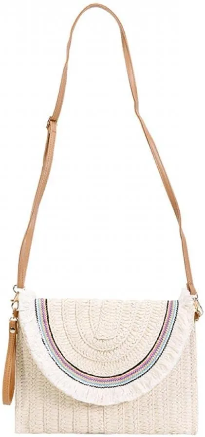 Gets Straw Clutch Purse for Women Summer Clutch Beach Envelope Handbags Wallet Crossbody Bag
