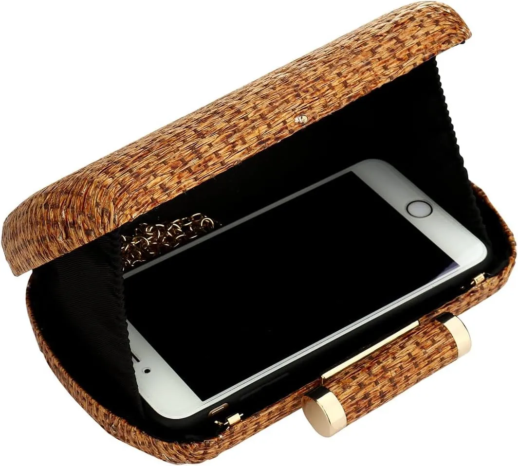 Gets Straw Clutches Beach Bag for Women Summer Crossbody Straw Bag with Strap