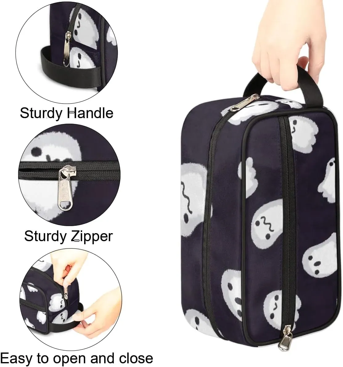 Ghost Halloween Makeup Bag Travel Toiletry Bag for Women, Kids Toiletry Bag Cosmetic Waterproof Small Easy-carry