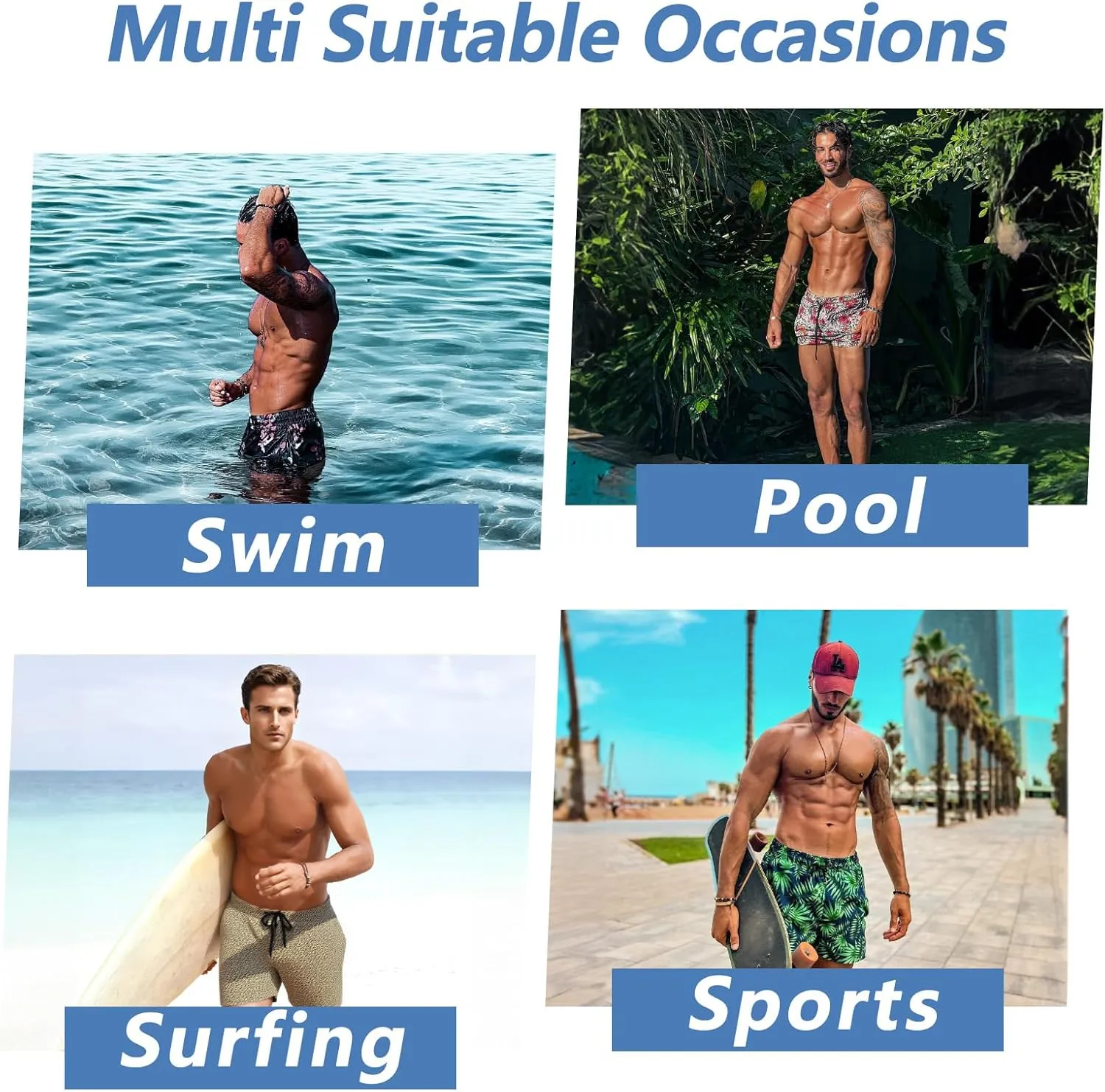 GINGTTO Men's Beach Shorts Bathing Suits with Mesh Lining