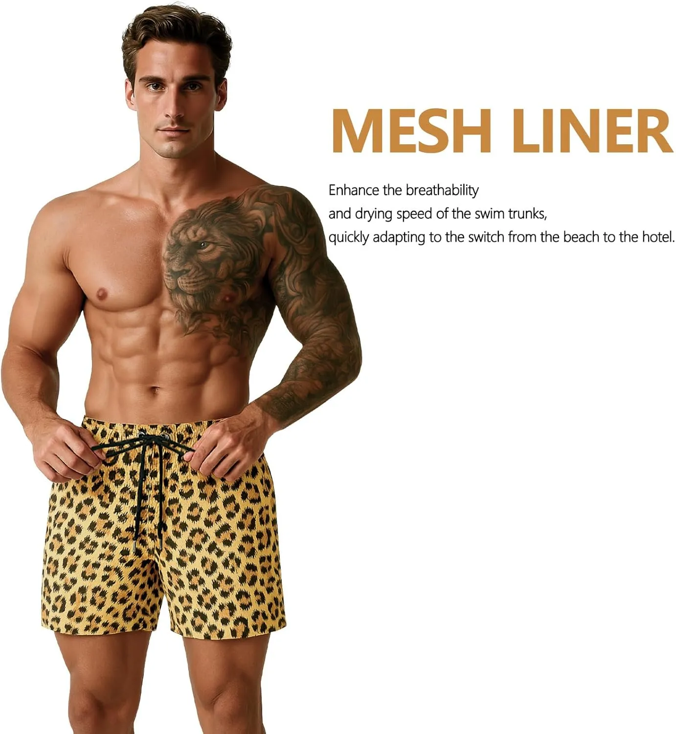 GINGTTO Men's Beach Shorts Bathing Suits with Mesh Lining