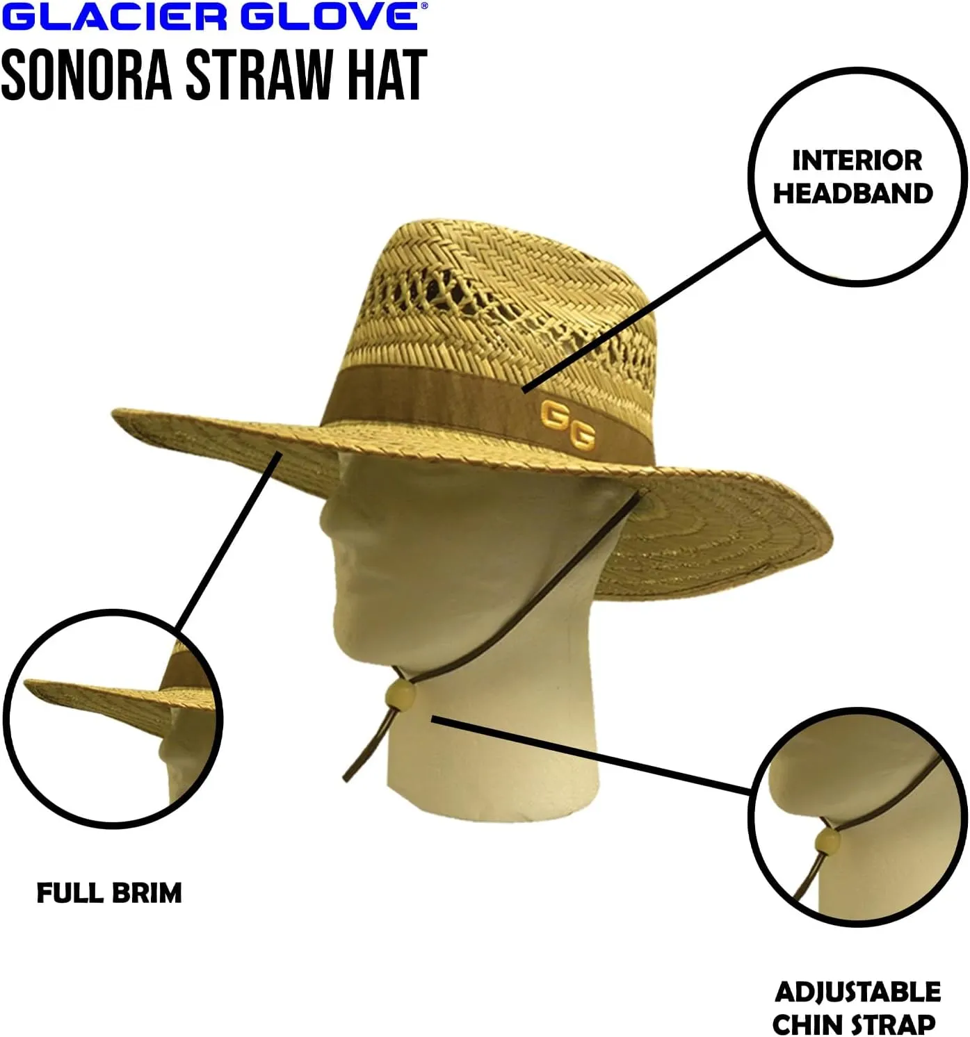 Glacier Glove Unisex Sonora Straw Hat | Lightweight Breathable Quick-Drying Wide-Brimmed Sun Hat with Adjustable Chin Strap
