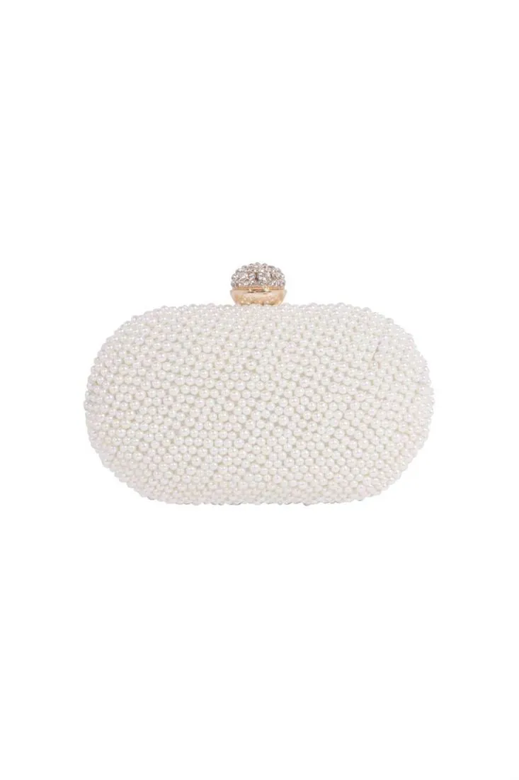 Glamorous Embroidered Art Silk White Color Clutch