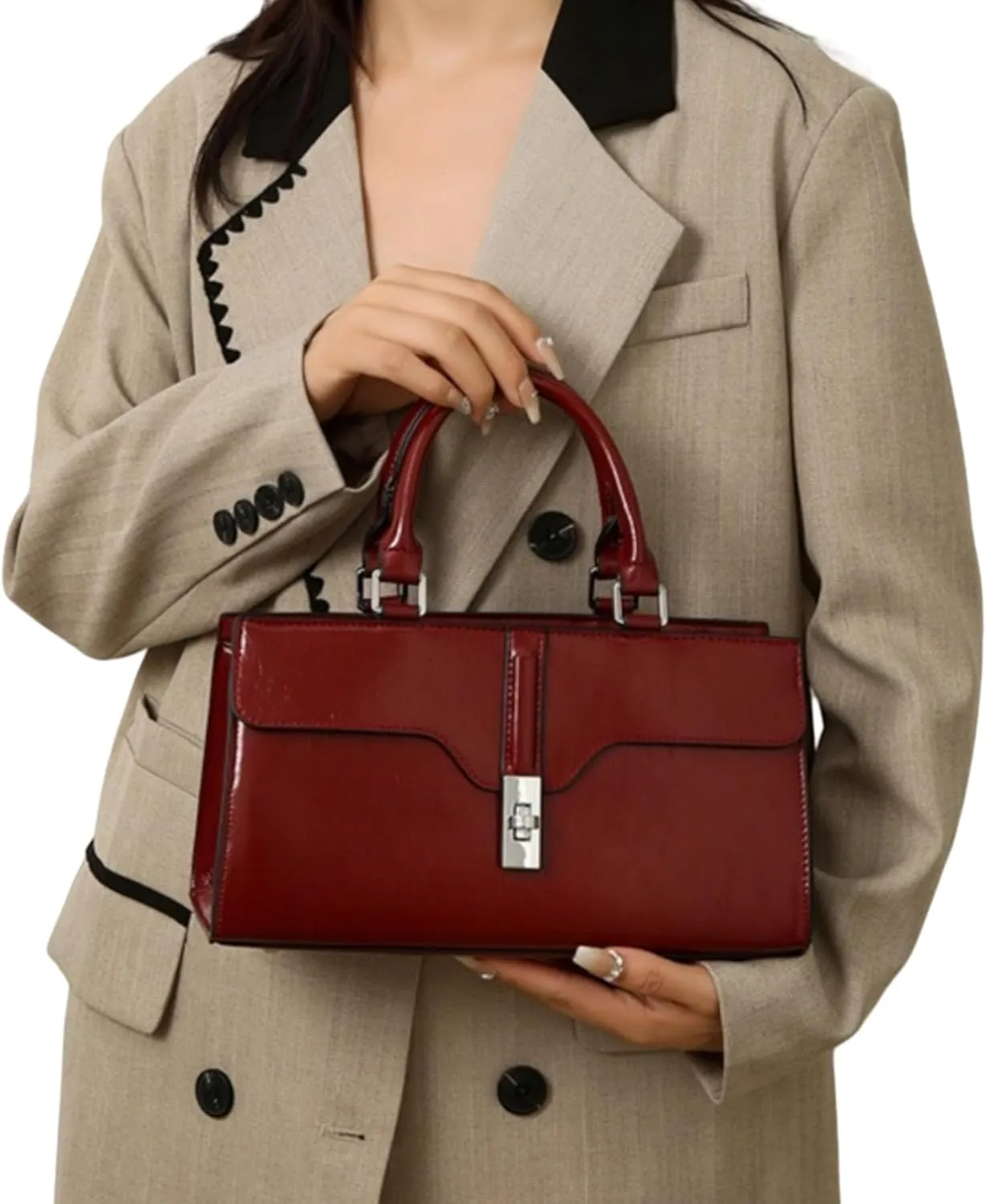 Glossy Vegan Leather Evening Handbag --So cute!