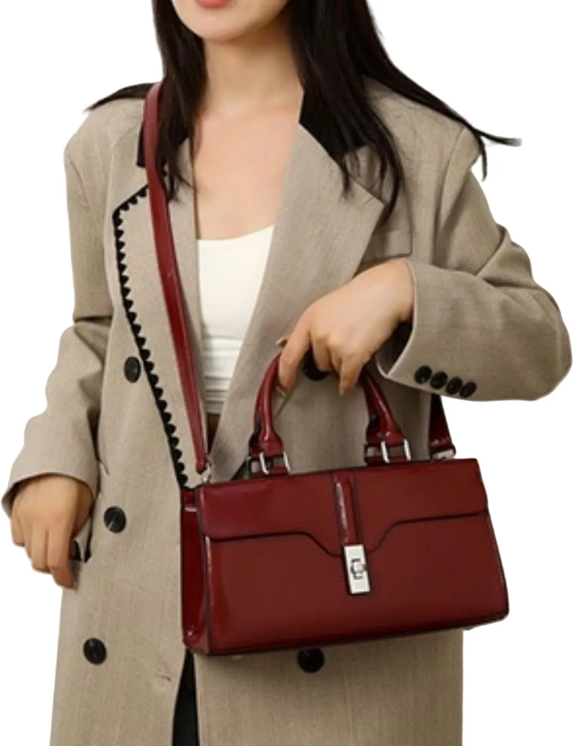 Glossy Vegan Leather Evening Handbag --So cute!