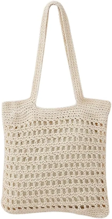 Gogobear Womens Handcrafted Summer Beach Tote Lightweight Woven Straw Shoulder Bag with Zipper
