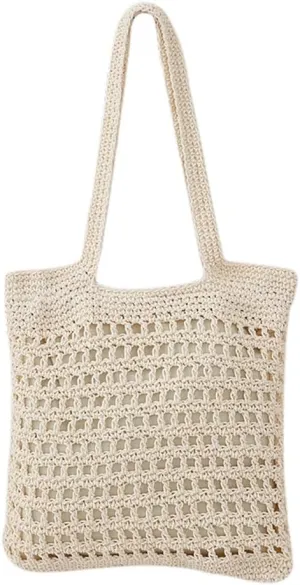 Gogobear Womens Handcrafted Summer Beach Tote Lightweight Woven Straw Shoulder Bag with Zipper