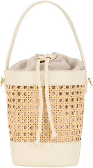 GOKTOW Rattan Purse Bucket Bag for Women,Straw Beach Bucket Tote Bag Summer Vacation Holiday 2024