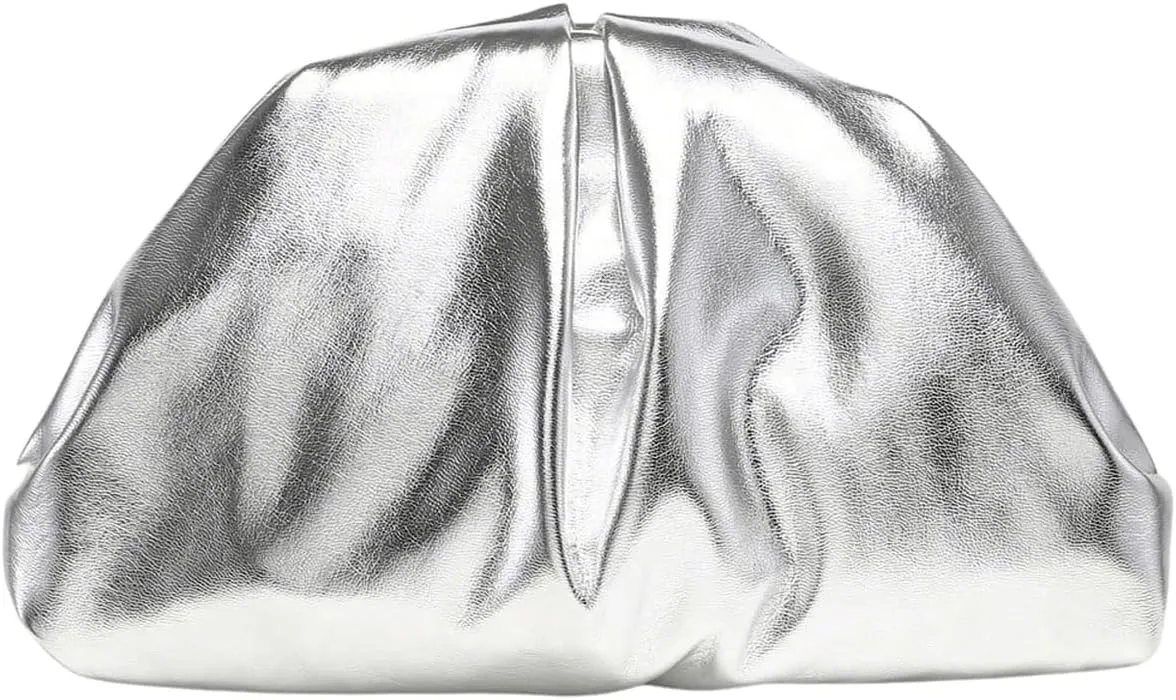 GORGLITTER Women's Evening Bag Leather Ruched Clutch Purses Wedding Bridal Clutch Party Prom Handbags