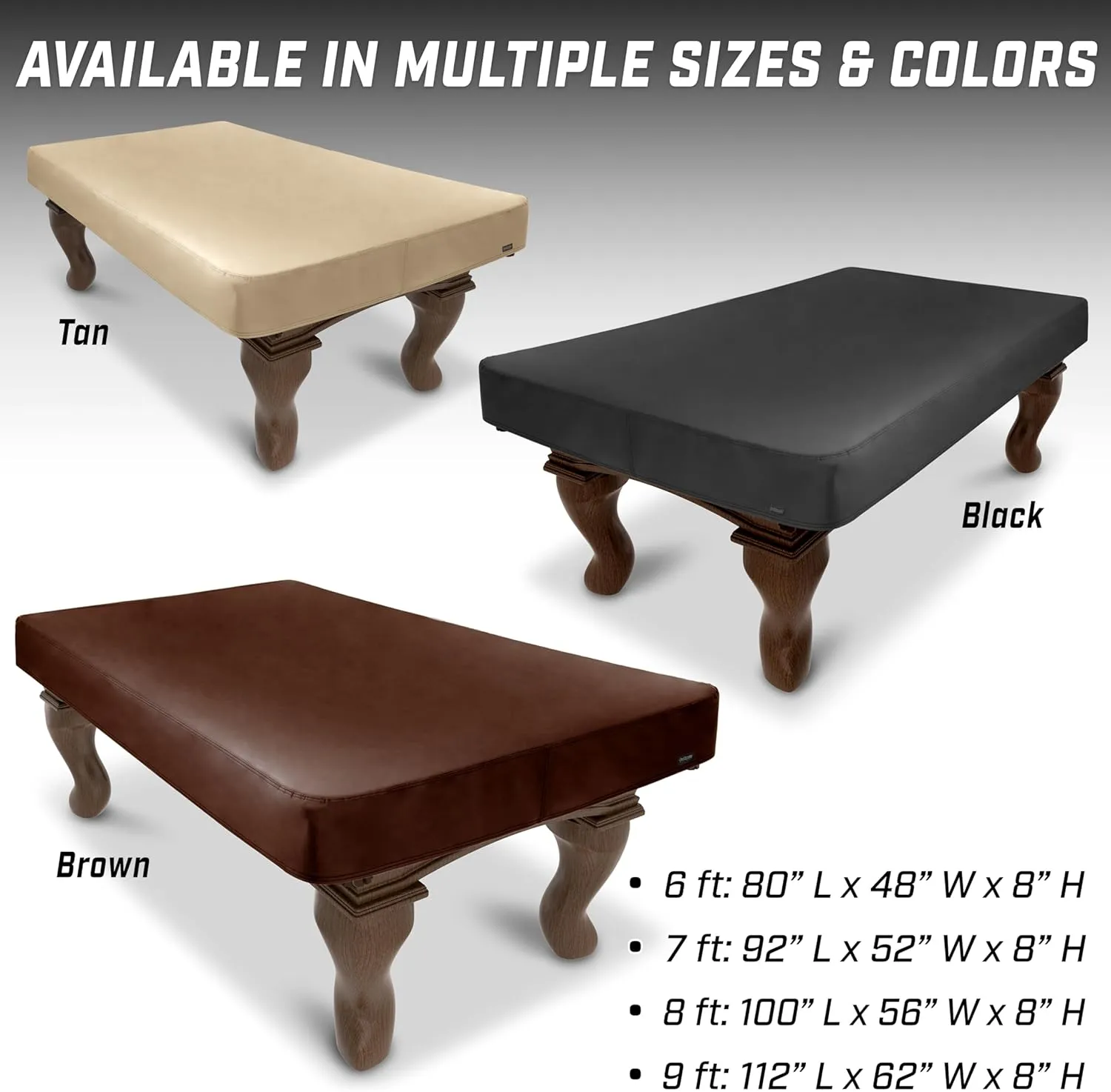 GoSports Premium Leatherette Pool Table Covers - Waterproof & Tearproof - 6/7/8/9 ft Heavy Duty Indoor & Outdoor Billiard Table Covers