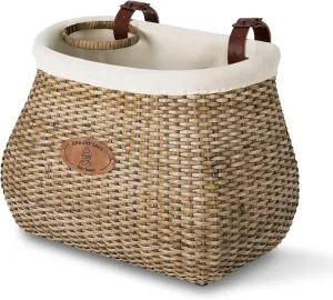 GRANNY SAYS Bike Basket Front, Natural Rattan Wicker Bike Baskets, Bicycle Basket with Cup Holder, Handmade Woven Bike Baskets for Women and Men, Storage Basket for Beach Cruisers, Ebikes