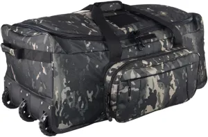 Greencity Duffel Bag Wheels Rolling Deployment Wheeled Military Suitcase Heavy-Duty Extra large deployment bag Capacity 32 Inch，Black Camo