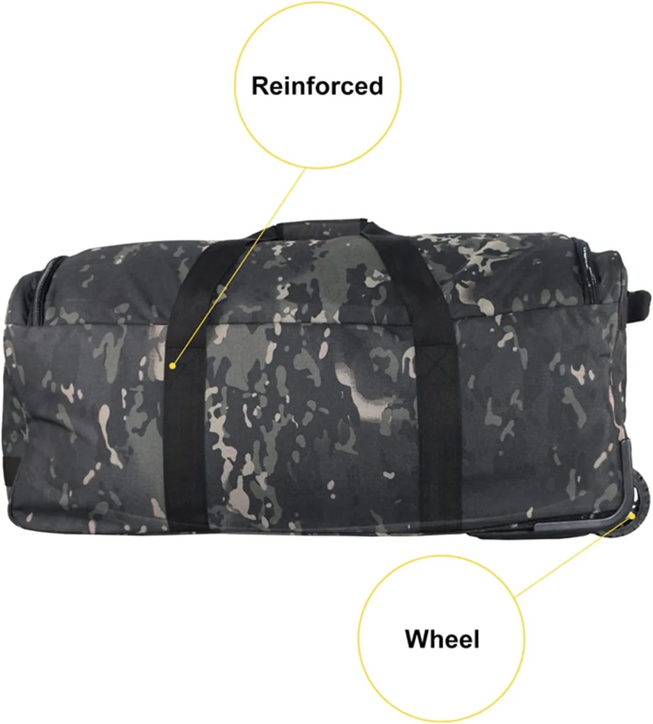 Greencity Duffel Bag Wheels Rolling Deployment Wheeled Military Suitcase Heavy-Duty Extra large deployment bag Capacity 32 Inch，Black Camo