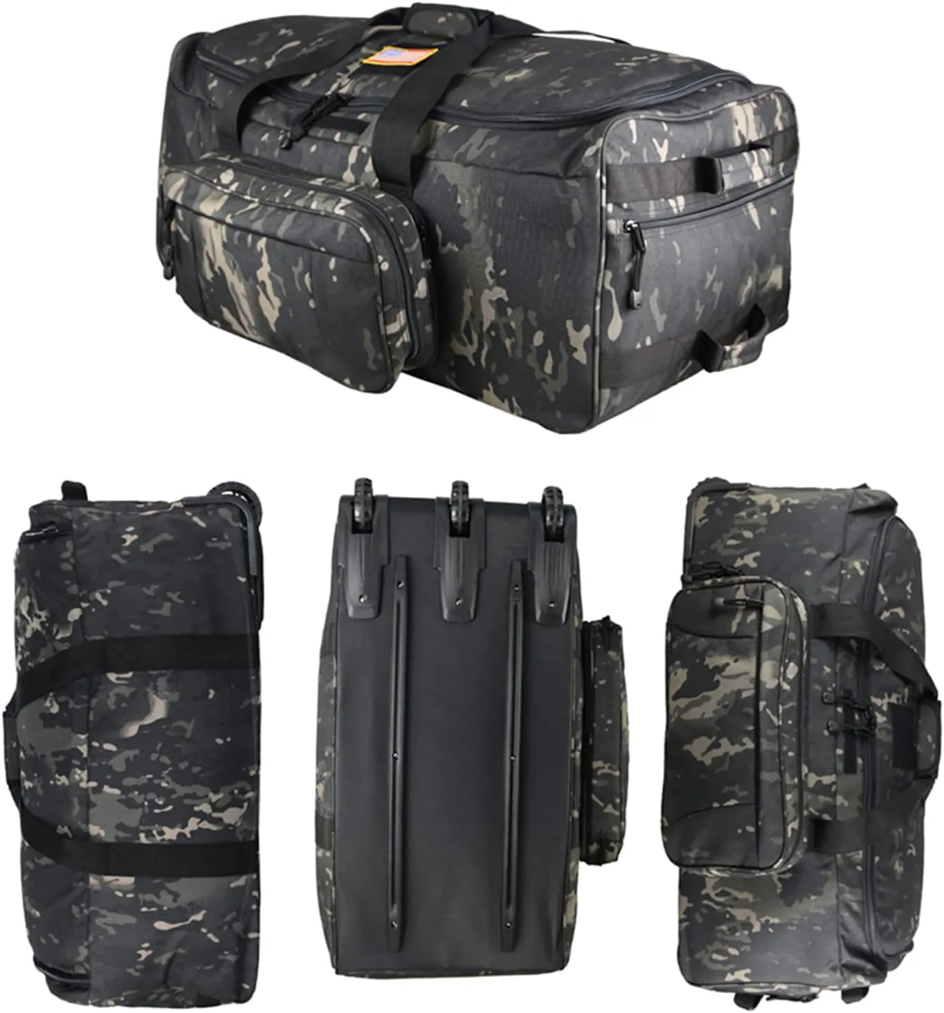 Greencity Duffel Bag Wheels Rolling Deployment Wheeled Military Suitcase Heavy-Duty Extra large deployment bag Capacity 32 Inch，Black Camo