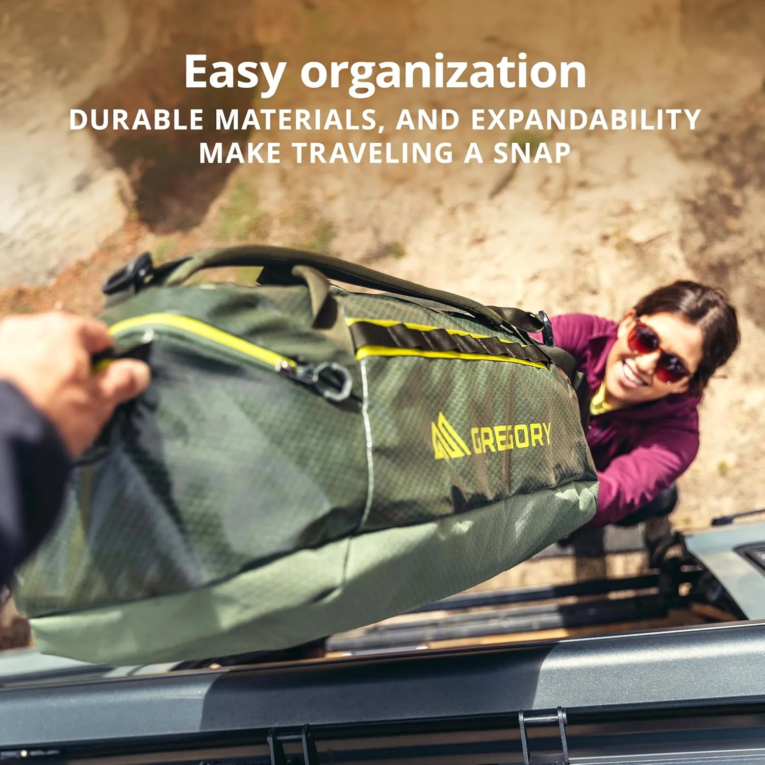 Gregory Alpaca 60L Water-Resistant Adventure Travel/Gear Organization Duffel Bag with Packing Cube Included, Slate Blue