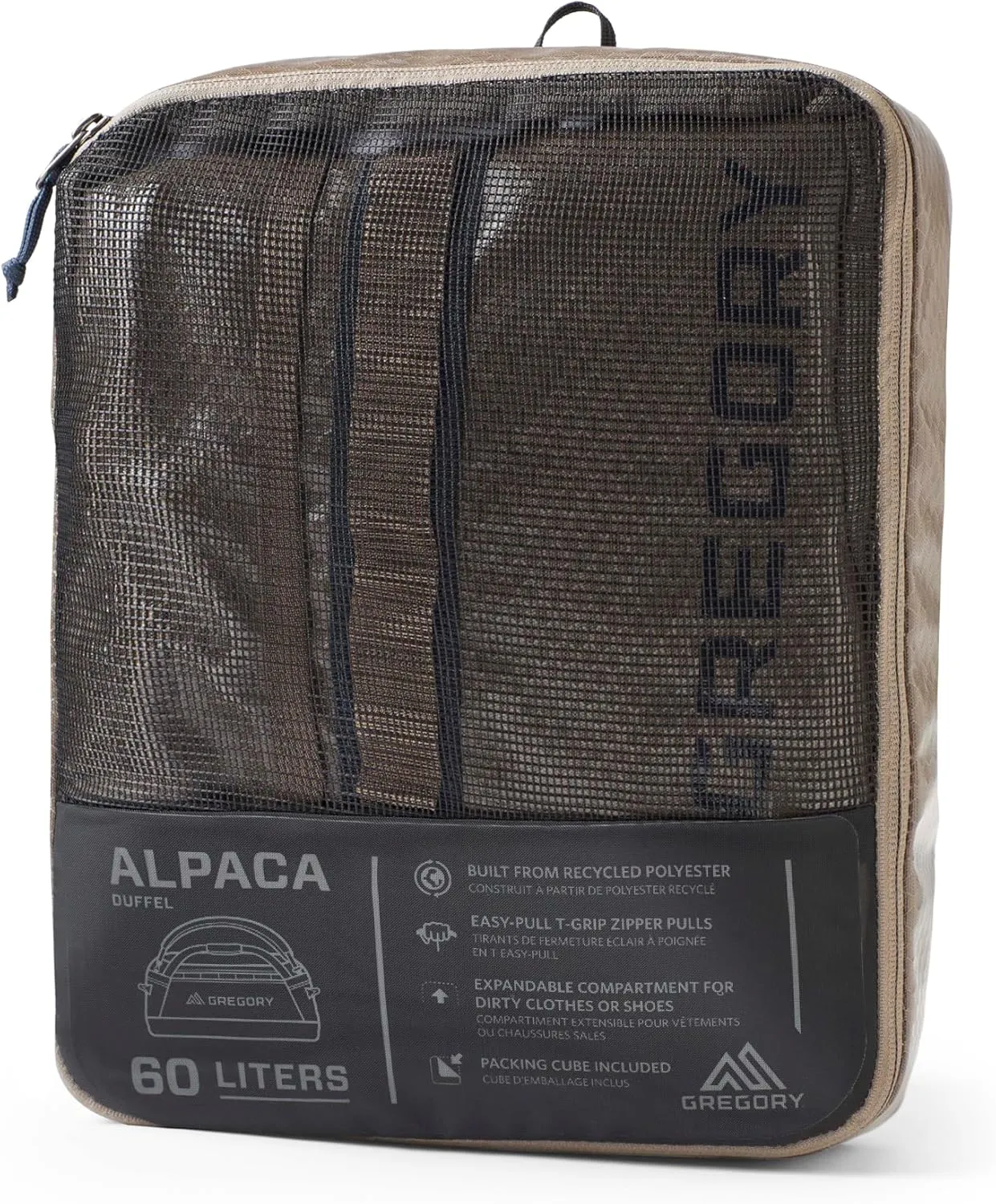 Gregory Alpaca 60L Water-Resistant Adventure Travel/Gear Organization Duffel Bag with Packing Cube Included, Slate Blue