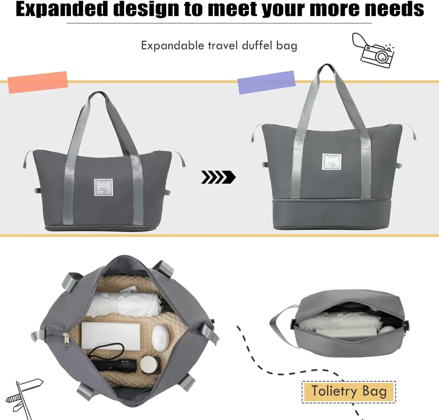 Grey Luggage Sets 5 Piece Suitcases with Wheels, Travel Suitcase Set Lightweight ABS Soft Case Luggage with TSA Lock Spinner Wheels Durable Luggage (Grey, 20" 24" 28")