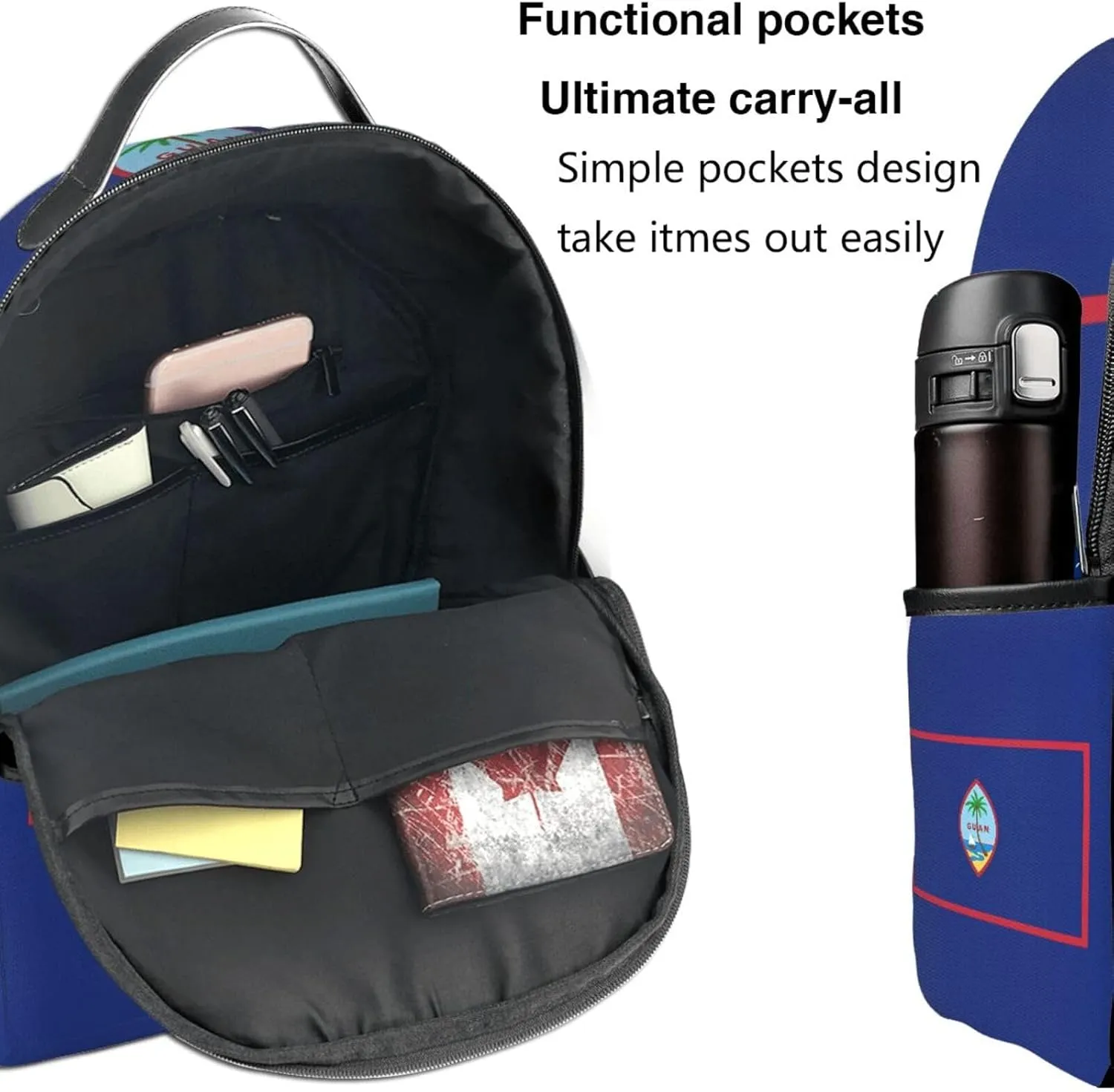 Guam Flag Casual Backpacks Laptop Backpack Carry-on Daypack Sports Travel Rucksack Lightweight Working Bag for Outdoor Hiking Cycling Walking