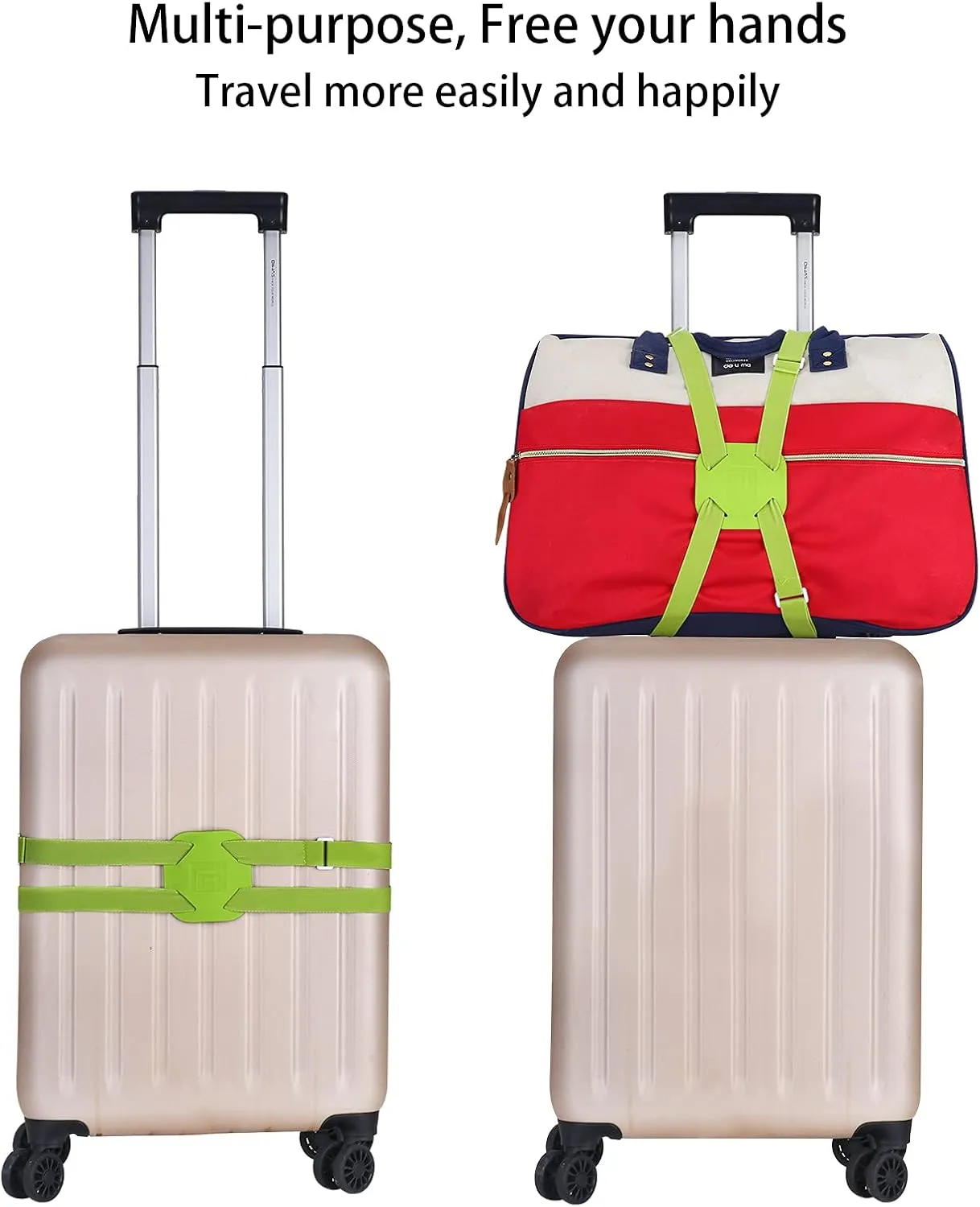 GUANJUNX Luggage Straps Bag Bungees for Add a Bag Easy to Travel Suitcase Elastic Strap Belt Long Green (Gb-002)