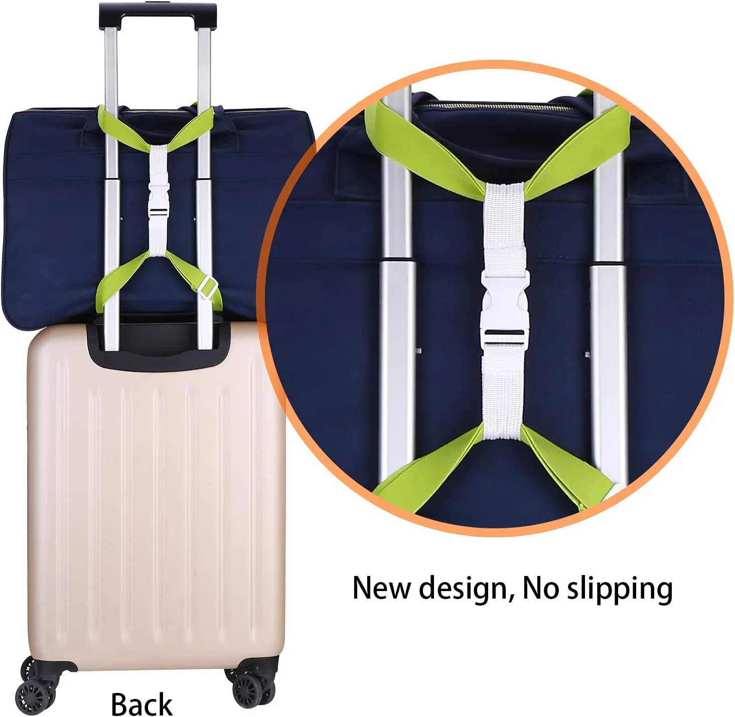 GUANJUNX Luggage Straps Bag Bungees for Add a Bag Easy to Travel Suitcase Elastic Strap Belt Long Green (Gb-002)