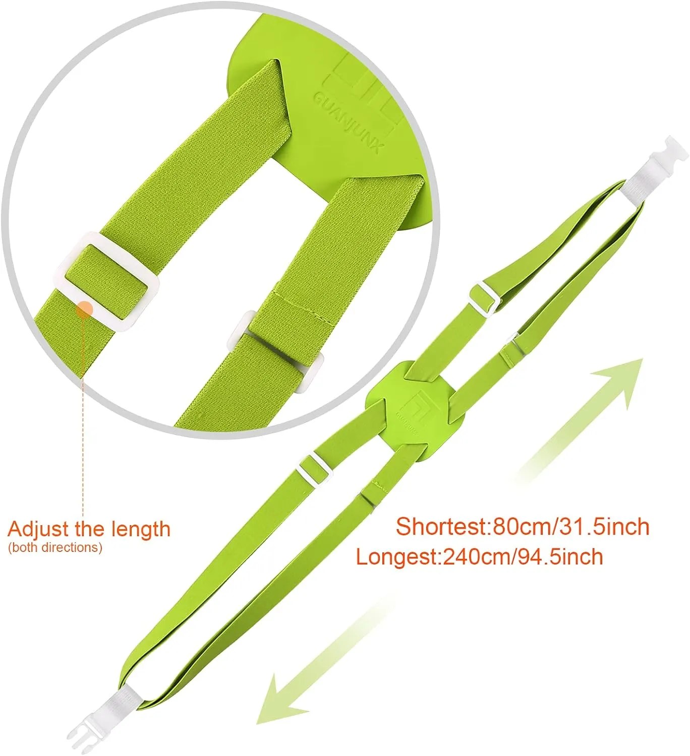 GUANJUNX Luggage Straps Bag Bungees for Add a Bag Easy to Travel Suitcase Elastic Strap Belt Long Green (Gb-002)