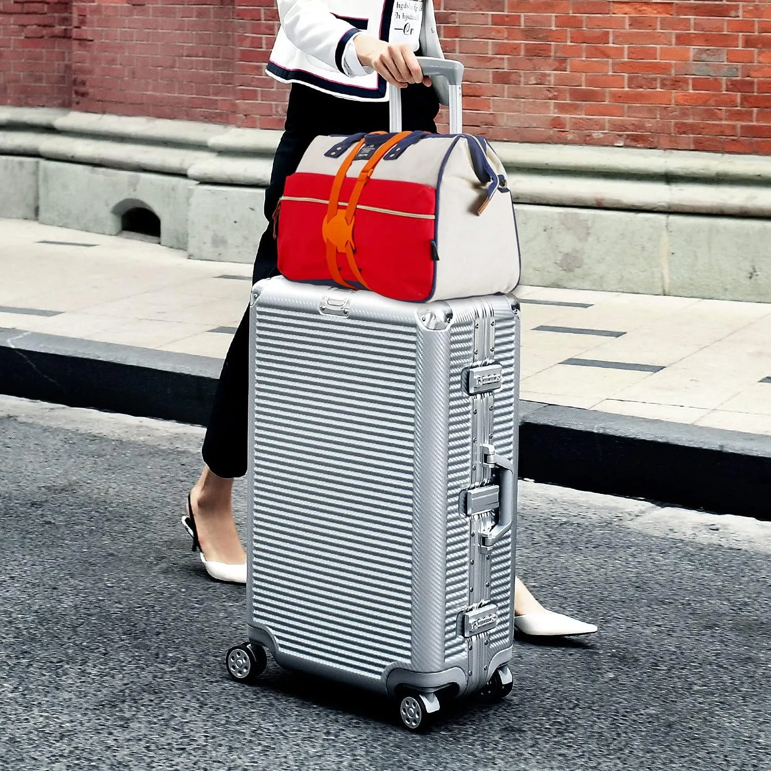 GUANJUNX Luggage Straps Bag Bungees for Add a Bag Easy to Travel Suitcase Elastic Strap Belt Long Orange L Orange Gb-0021