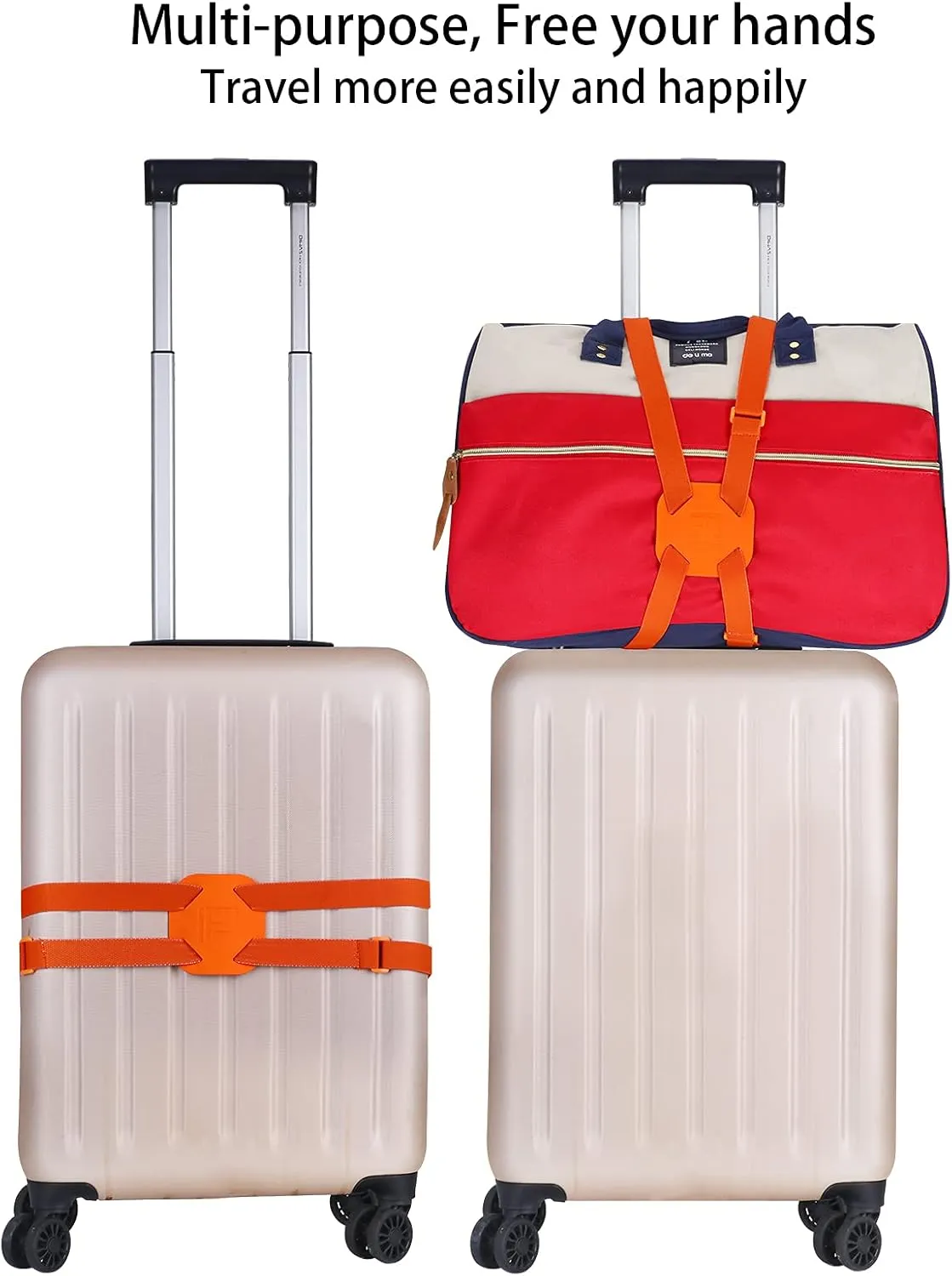 GUANJUNX Luggage Straps Bag Bungees for Add a Bag Easy to Travel Suitcase Elastic Strap Belt Long Orange L Orange Gb-0021
