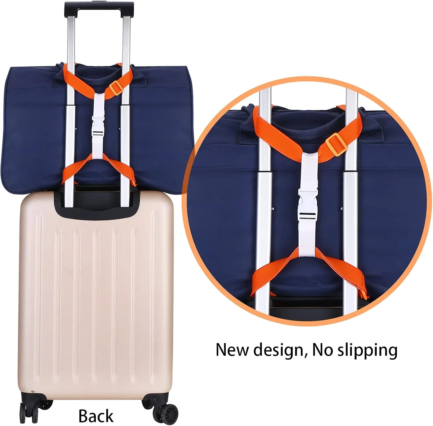 GUANJUNX Luggage Straps Bag Bungees for Add a Bag Easy to Travel Suitcase Elastic Strap Belt Long Orange L Orange Gb-0021