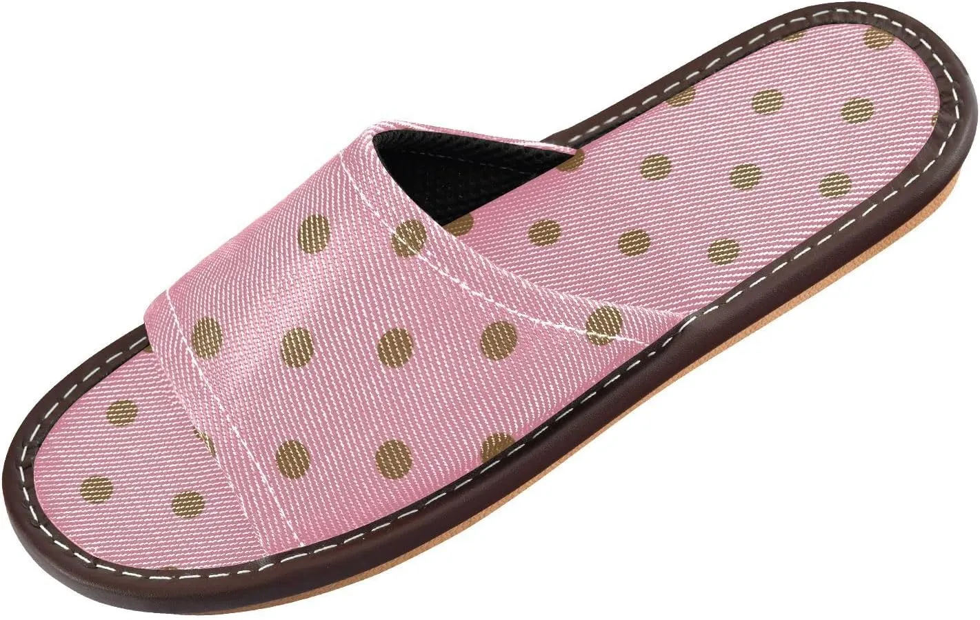 GuoChe Polka Dots Bright Pink Mid Century Modern Bathroom Slippers Indoor Outdoor Summer Soft Open-toe