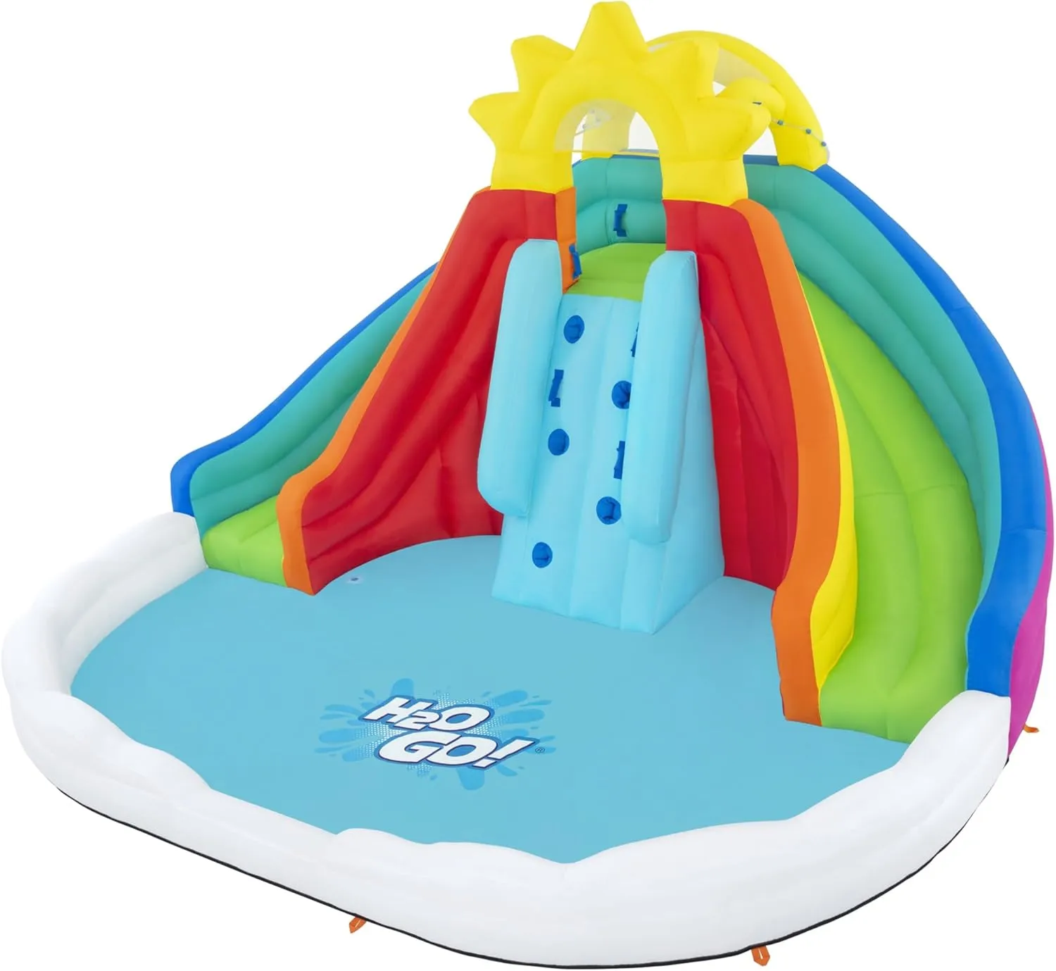 H2O GO H20GO Let It Rain Mega Water Park with Extra Large Splash Pool, Built-in Sprayers | Inflates Easily with Included Blower | Durable, Safe, and Fun Water Toy
