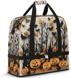 Halloween Paper Art Travel Duffel Bag, Travel Essentials, Gym Bag for Women, Weekender Overnight Bag With Shoes Compartment, Carry On Bags for Airplanes