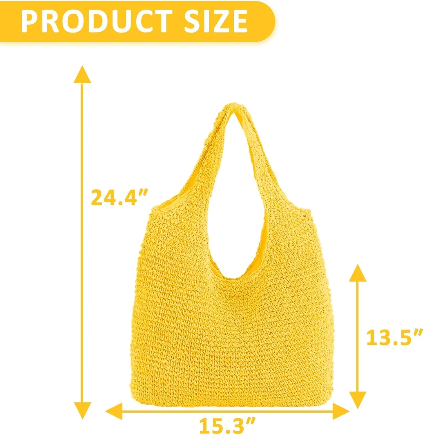 Hand-woven Soft Large Straw Shoulder Bag Boho Straw Handle Tote Retro Summer Beach Bag Rattan Handbag