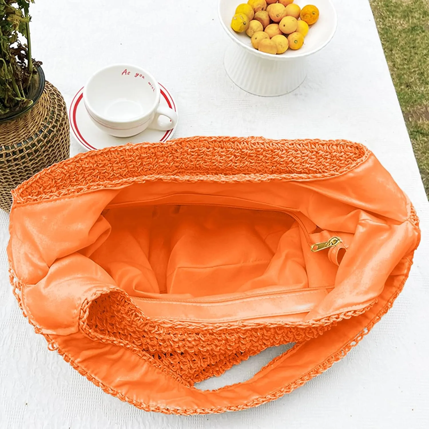 Hand-woven Soft Large Straw Shoulder Bag Boho Straw Handle Tote Retro Summer Beach Bag Rattan Handbag