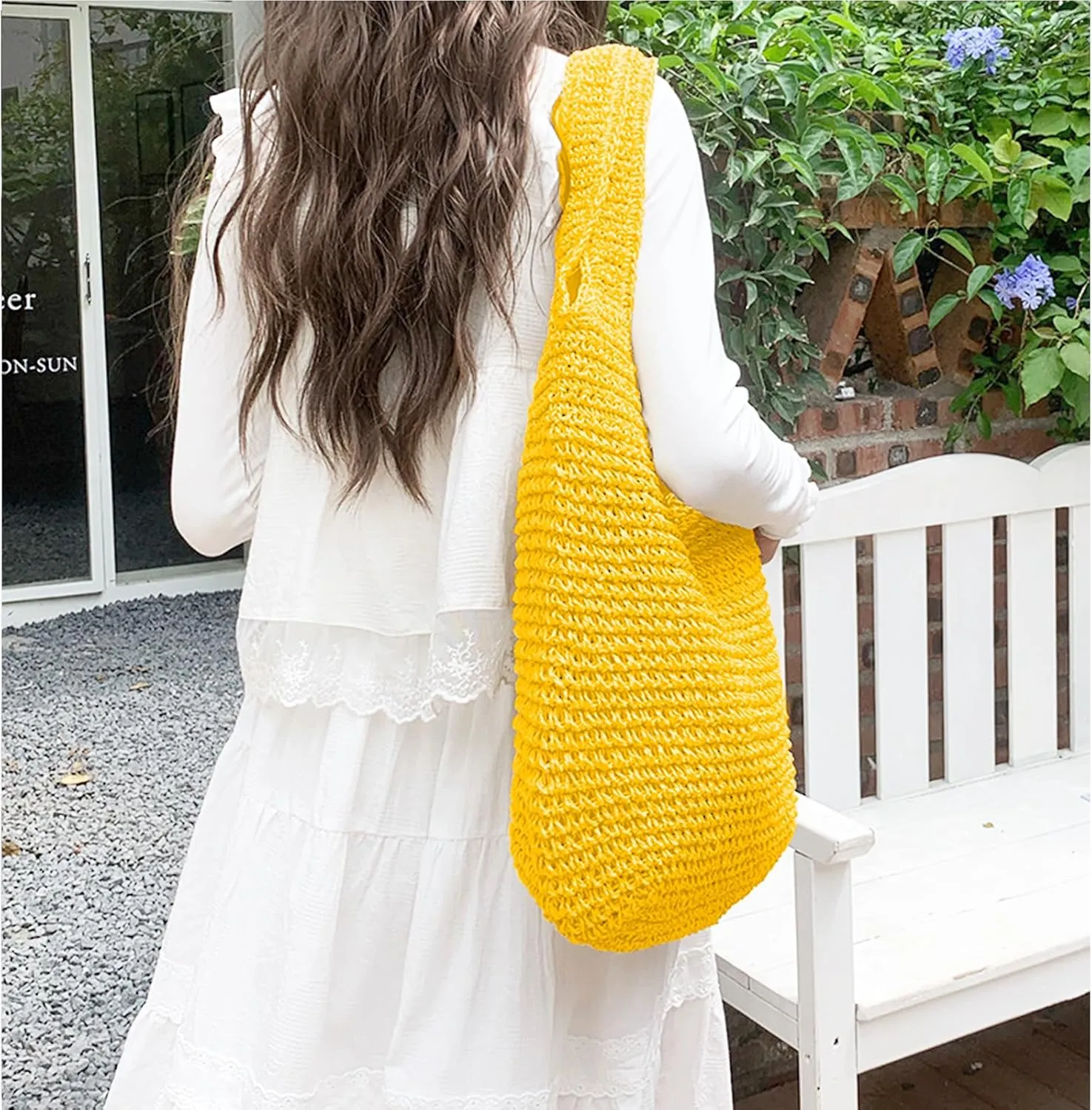 Hand-woven Soft Large Straw Shoulder Bag Boho Straw Handle Tote Retro Summer Beach Bag Rattan Handbag