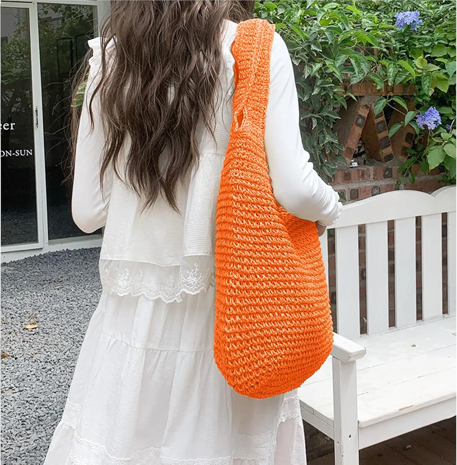 Hand-woven Soft Large Straw Shoulder Bag Boho Straw Handle Tote Retro Summer Beach Bag Rattan Handbag
