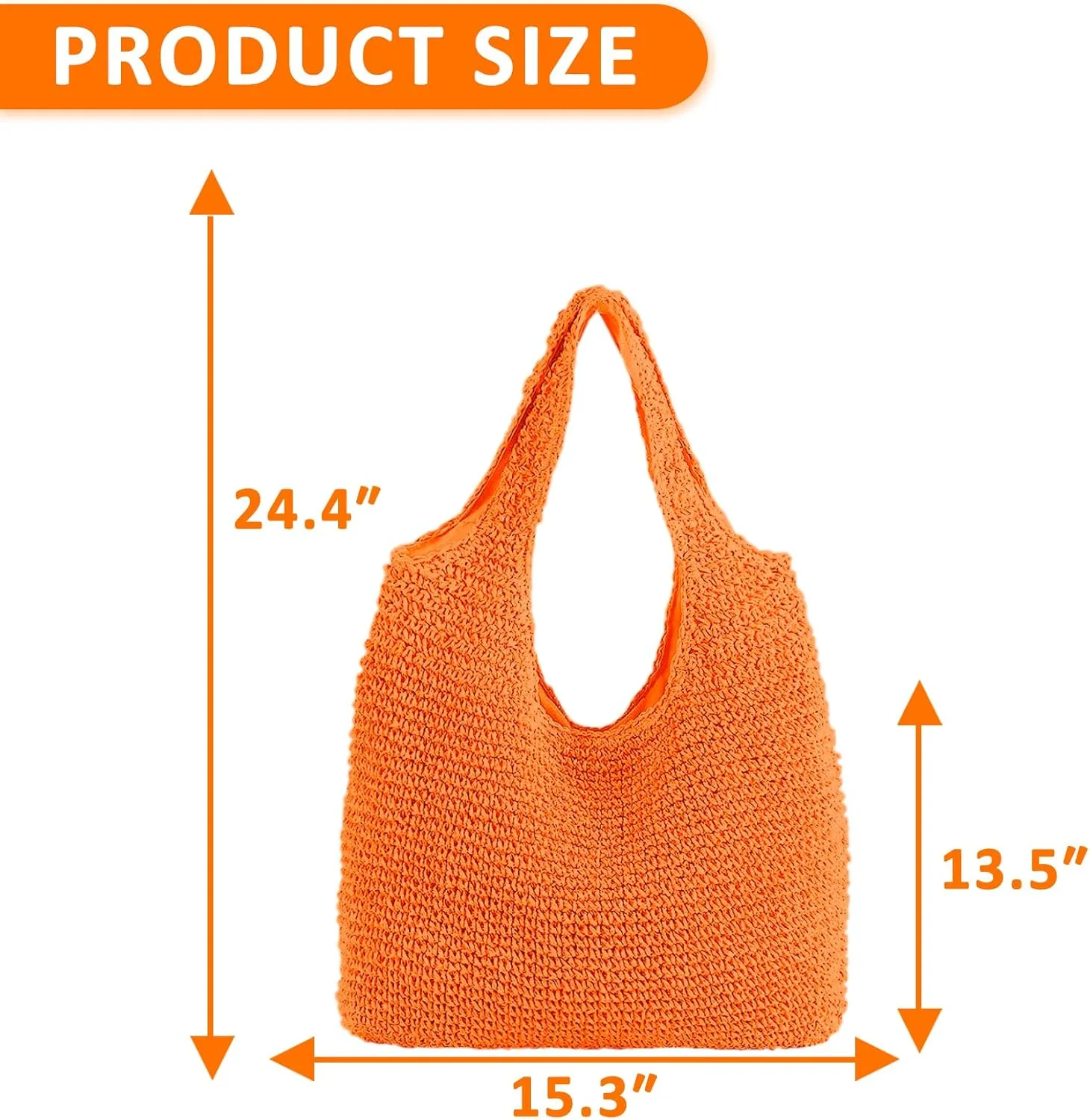 Hand-woven Soft Large Straw Shoulder Bag Boho Straw Handle Tote Retro Summer Beach Bag Rattan Handbag