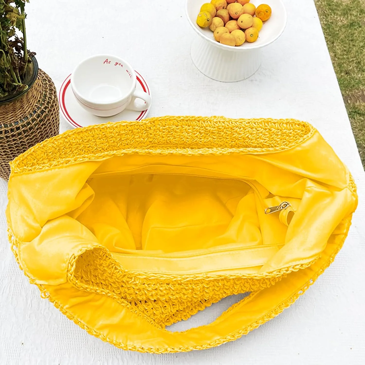 Hand-woven Soft Large Straw Shoulder Bag Boho Straw Handle Tote Retro Summer Beach Bag Rattan Handbag