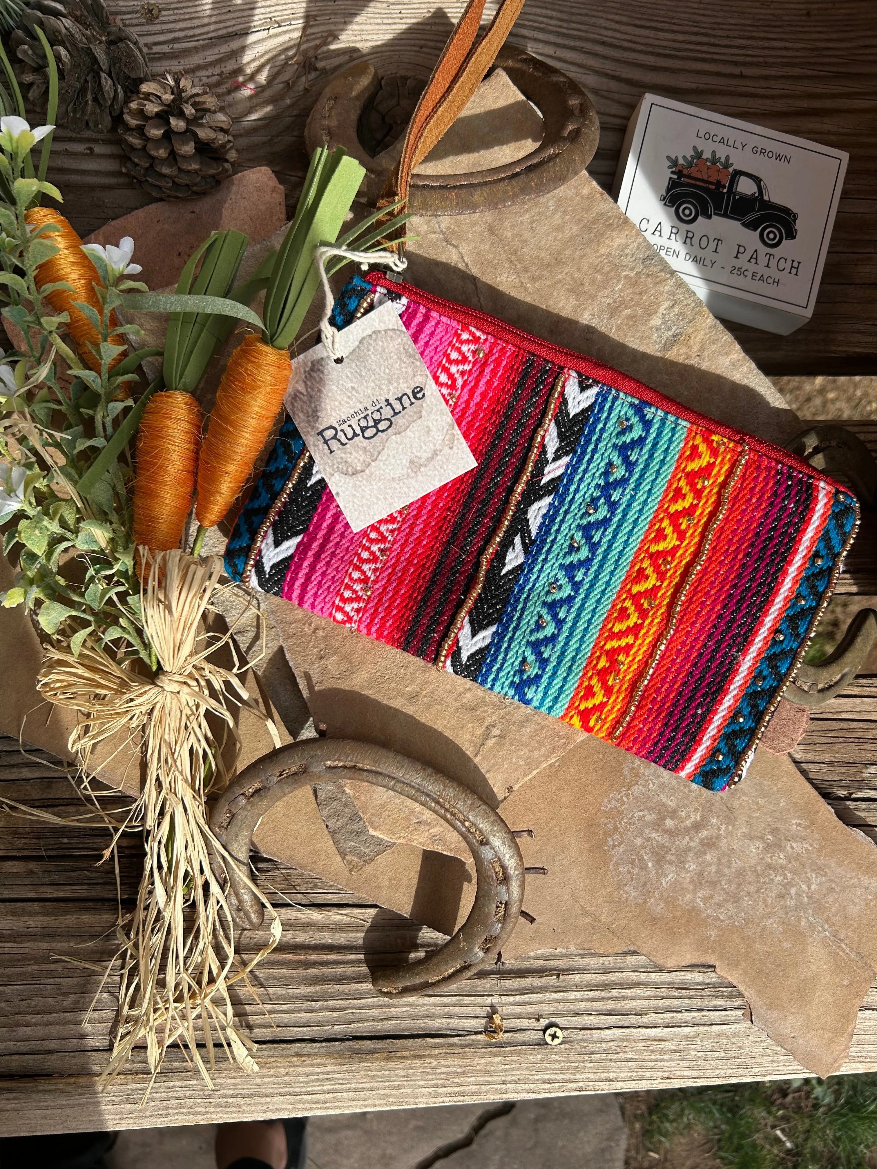 Handmade Ethnic Zarape Pattern Handbeaded Clutch