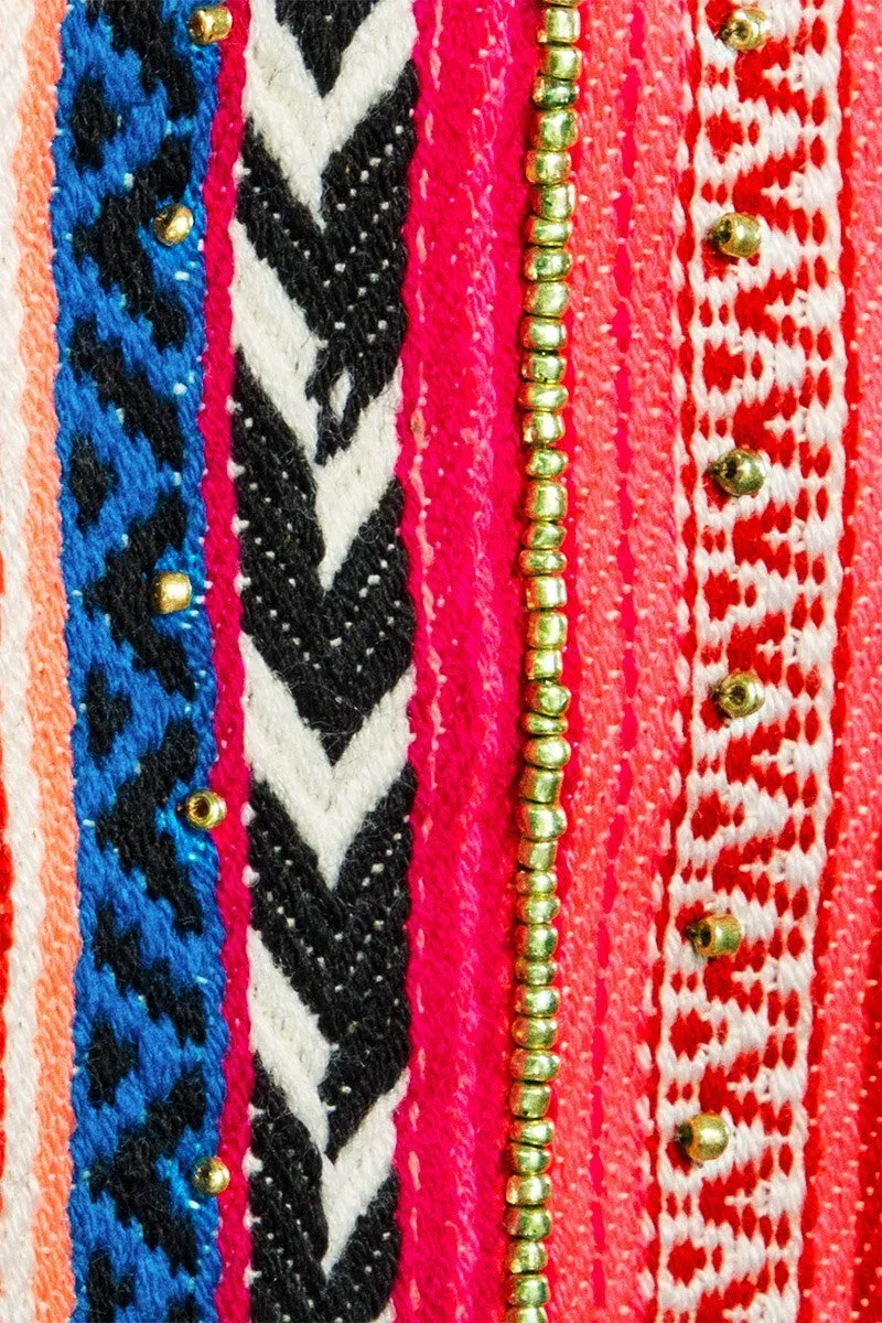 Handmade Ethnic Zarape Pattern Handbeaded Clutch