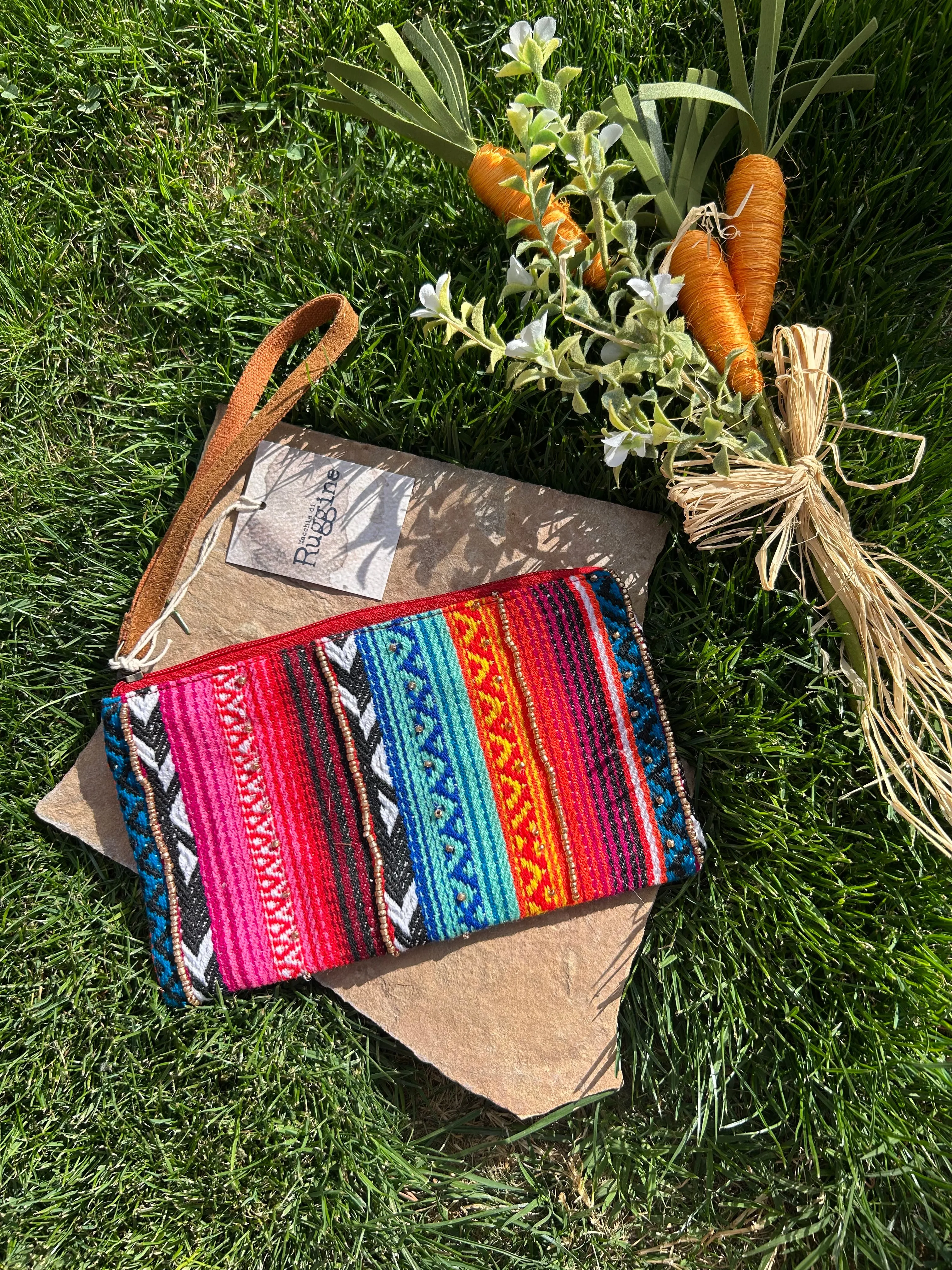 Handmade Ethnic Zarape Pattern Handbeaded Clutch