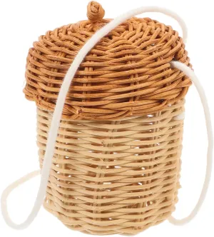 Handmade Rattan Acorn Storage Basket Decorative Summer Beach Purse for Women Kids Crossbody Bag Woven Rattan Handbag