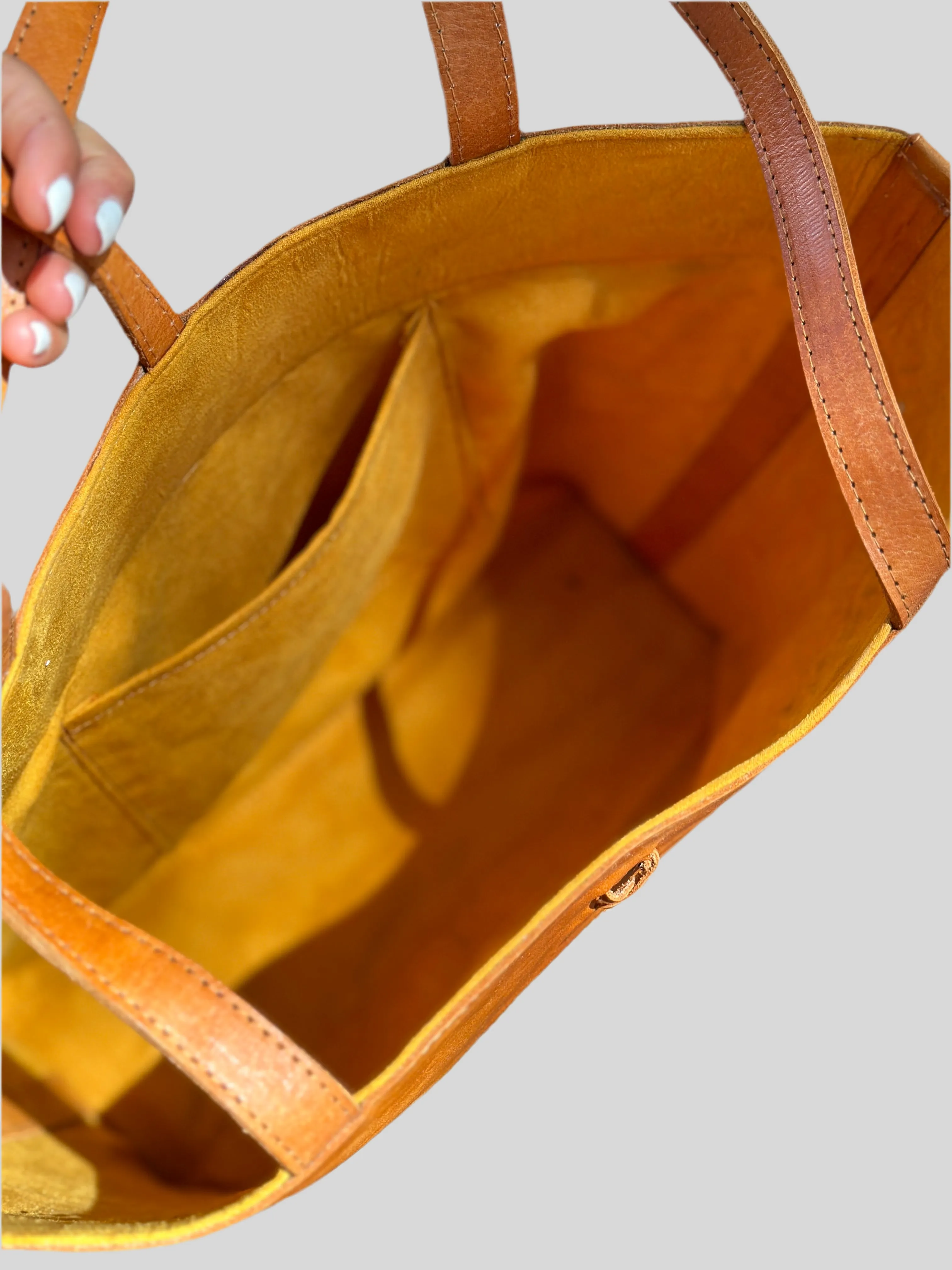 Handmade Rattan Tote Bag | Tan Leather & Natural Rattan | Venice