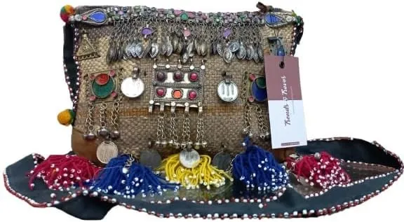 Handmade Sindhi Cultural Embroidered Clutch Bag for Women – Traditional Mirror Work Ethnic Purse for Weddings & Festivals.