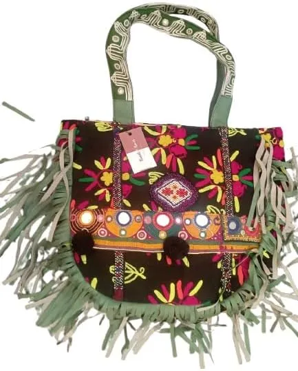 Handmade Sindhi Cultural Embroidered Clutch Bag for Women – Traditional Mirror Work Ethnic Purse for Weddings & Festivals.